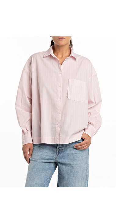 ストライプポプリンコンフォートフィットシャツ 詳細画像 ピンク×ホワイト 1
